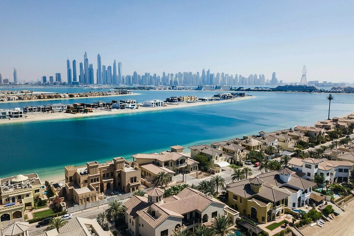 Explore stunning views of Dubai's skyline while gliding along the tranquil waters witnessing iconic landmarks like Palm Jumeirah and the majestic Burj Al Arab up close.